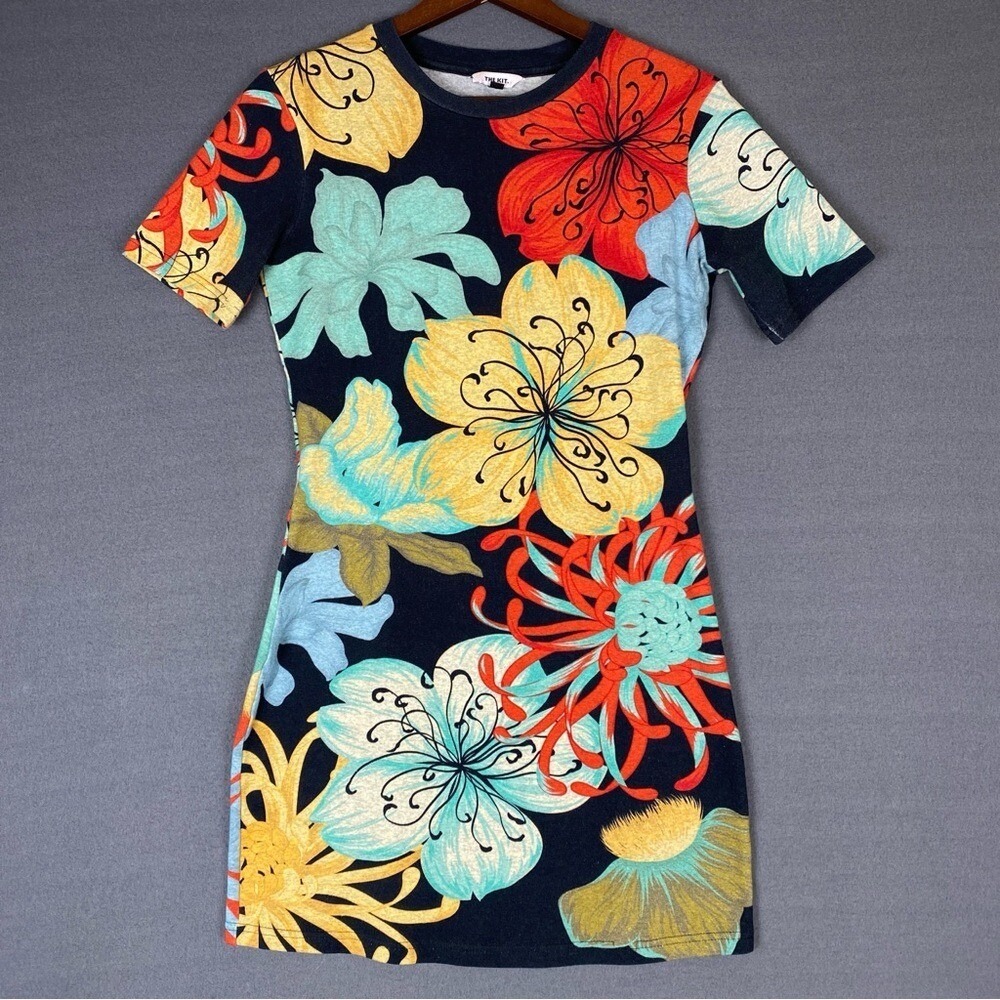 The Kit‎ Cara Mini Dress Womens XS Short Sleeve Artsy Colorful Floral Print